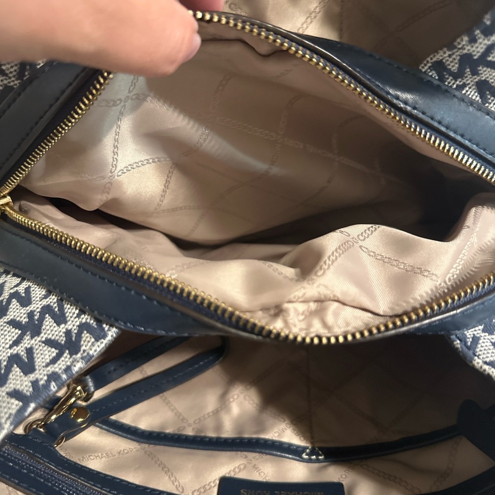 Michael Kors Navy Blue Monogram Tote and Wallet Set - Picture 8 of 9